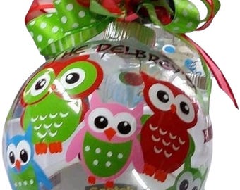 Custom Family Christmas Owl Ornament