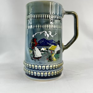 Wade Irish Pottery Beer Stein, 1950s Irish Porcelain Beer Tankard for Irish Beer Lover, Ireland Countryside Scene Large Tankard Gift for Dad