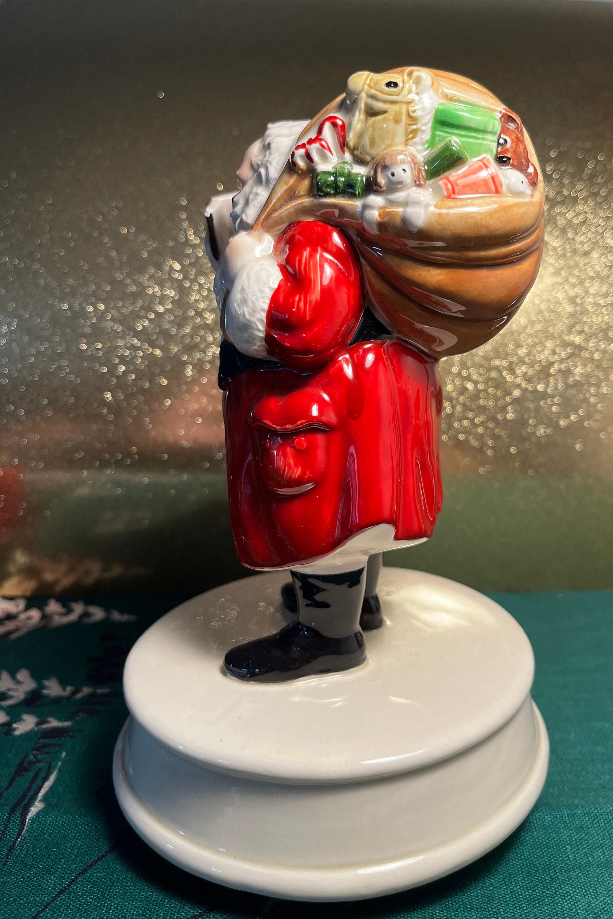 Vintage Rotating Musical Santa Claus Figurine Porcelain Santa Etsy