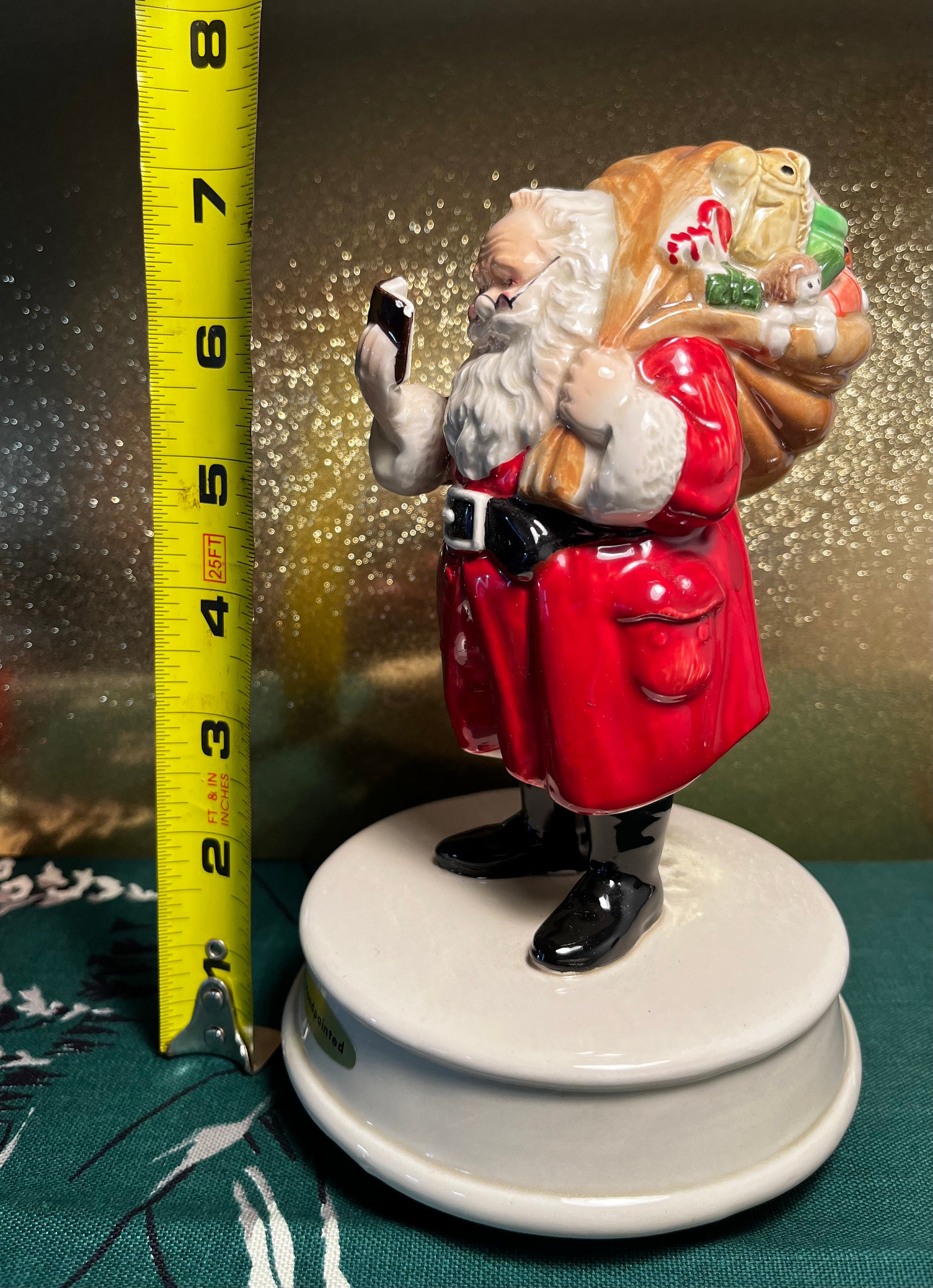 Vintage Rotating Musical Santa Claus Figurine Porcelain Santa Etsy