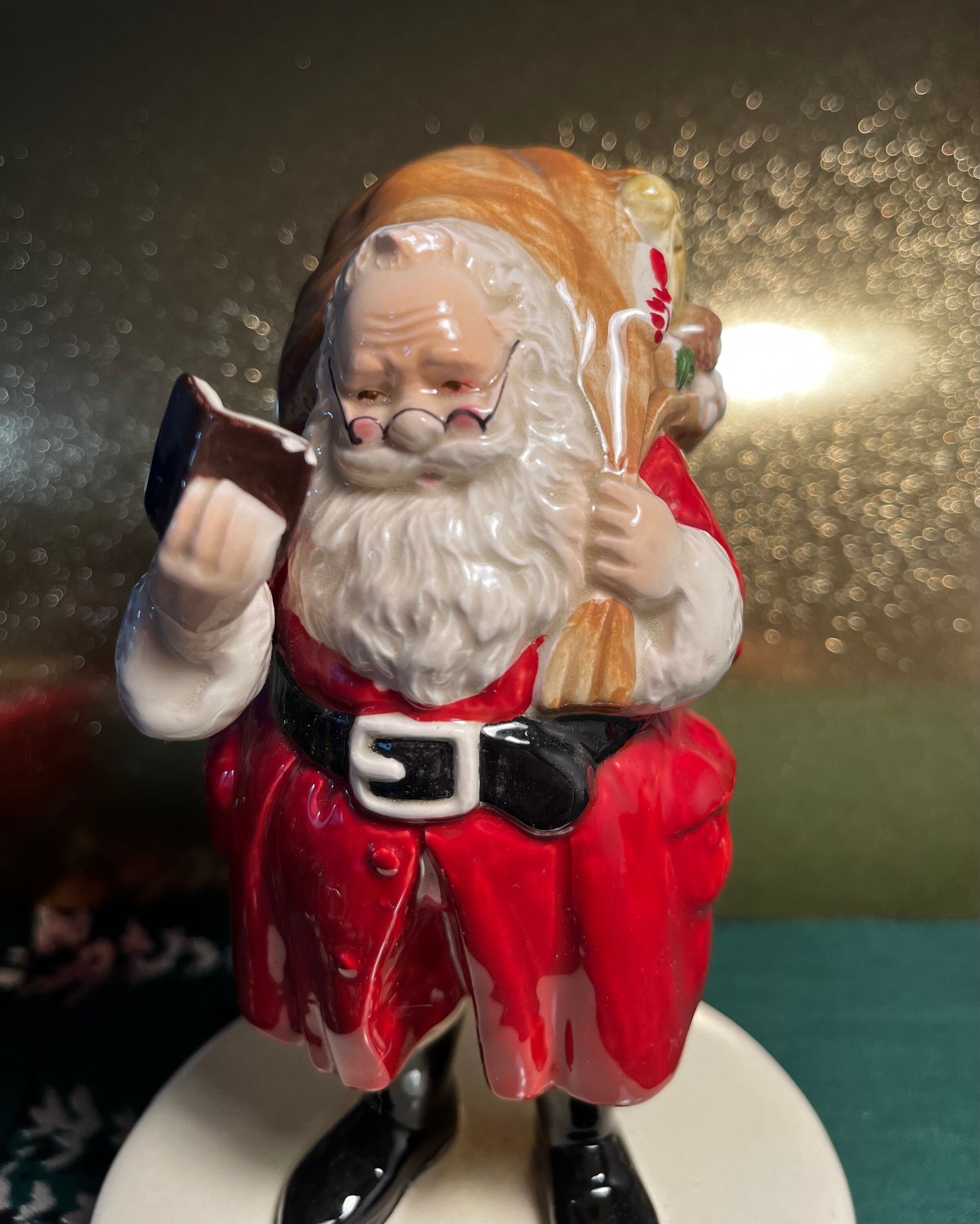 Vintage Rotating Musical Santa Claus Figurine Porcelain Santa Etsy
