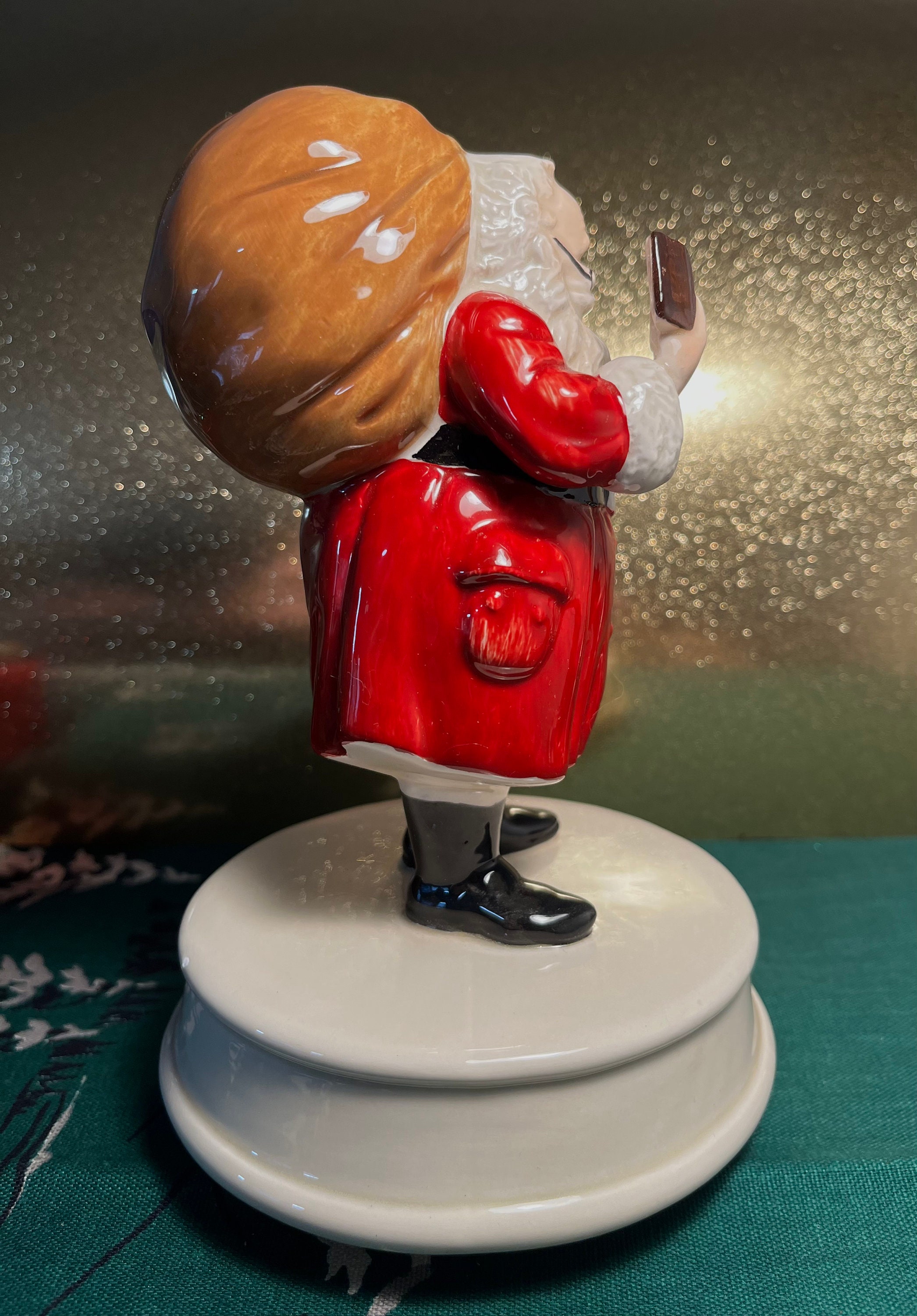 Vintage Rotating Musical Santa Claus Figurine Porcelain Santa Etsy