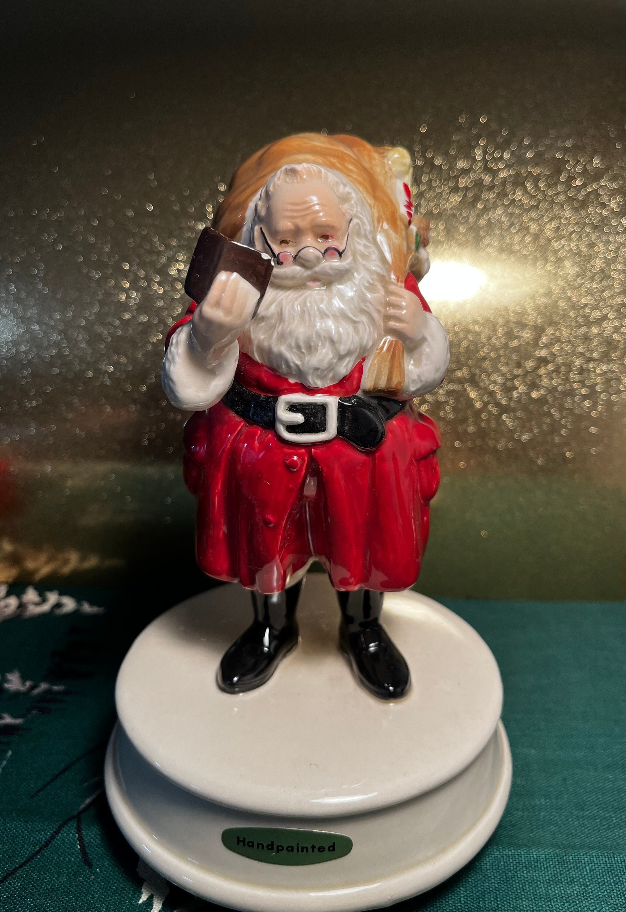 Vintage Rotating Musical Santa Claus Figurine Porcelain Santa Etsy