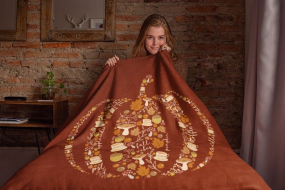 Autumn Pumpkin Blanket, Cute Fall Decor, Thanksgiving Pumpkin Blanket, Fall Lover Gift, Spooky Season Throw Blanket, Pumpkin Spice Gift