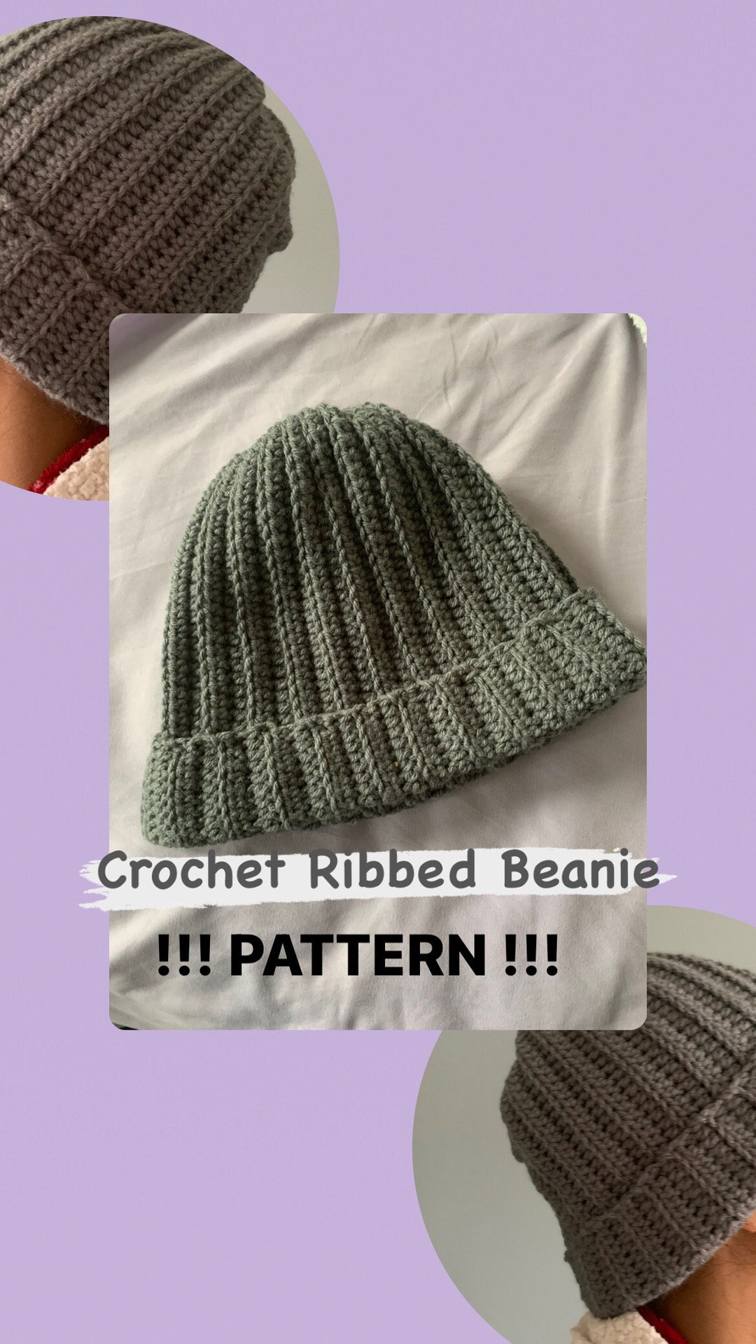 Varigated Ribbed Beanie Pattern Crochet Ribbed Beanie Pattern - Etsy