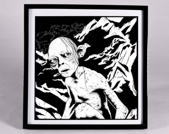 Gollum Art Print – Lord of the Rings Film Series, 8x8
