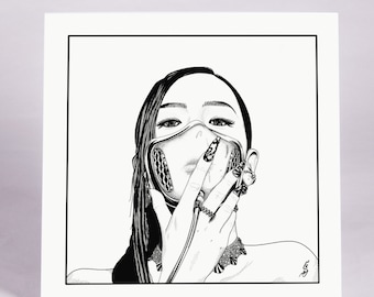 Jisoo Blackpink Fine Art Print – Kpop Singer Portrait, 8x8