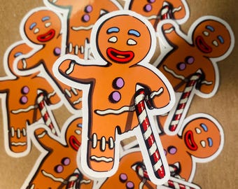 Shrek Gingy Sticker: Funny Movie Decal for Laptop, Water Bottle