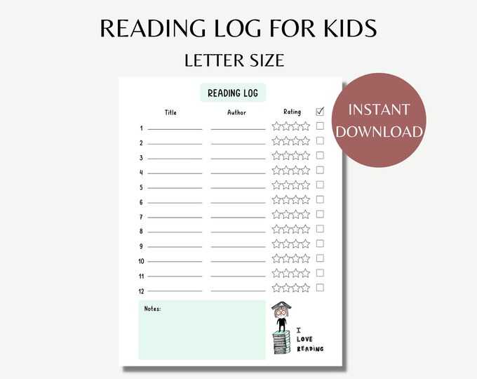 Reading Log Bundle for Kids, Printable Child Book Tracker, Reading ...