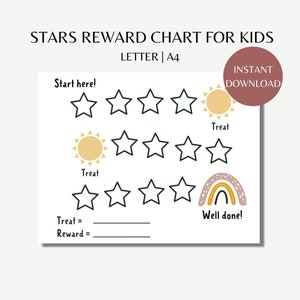 Stars potty reward chart for kids, Toilet training printable, Bathroom routine downloadable, Toilet tracker for toddlers
