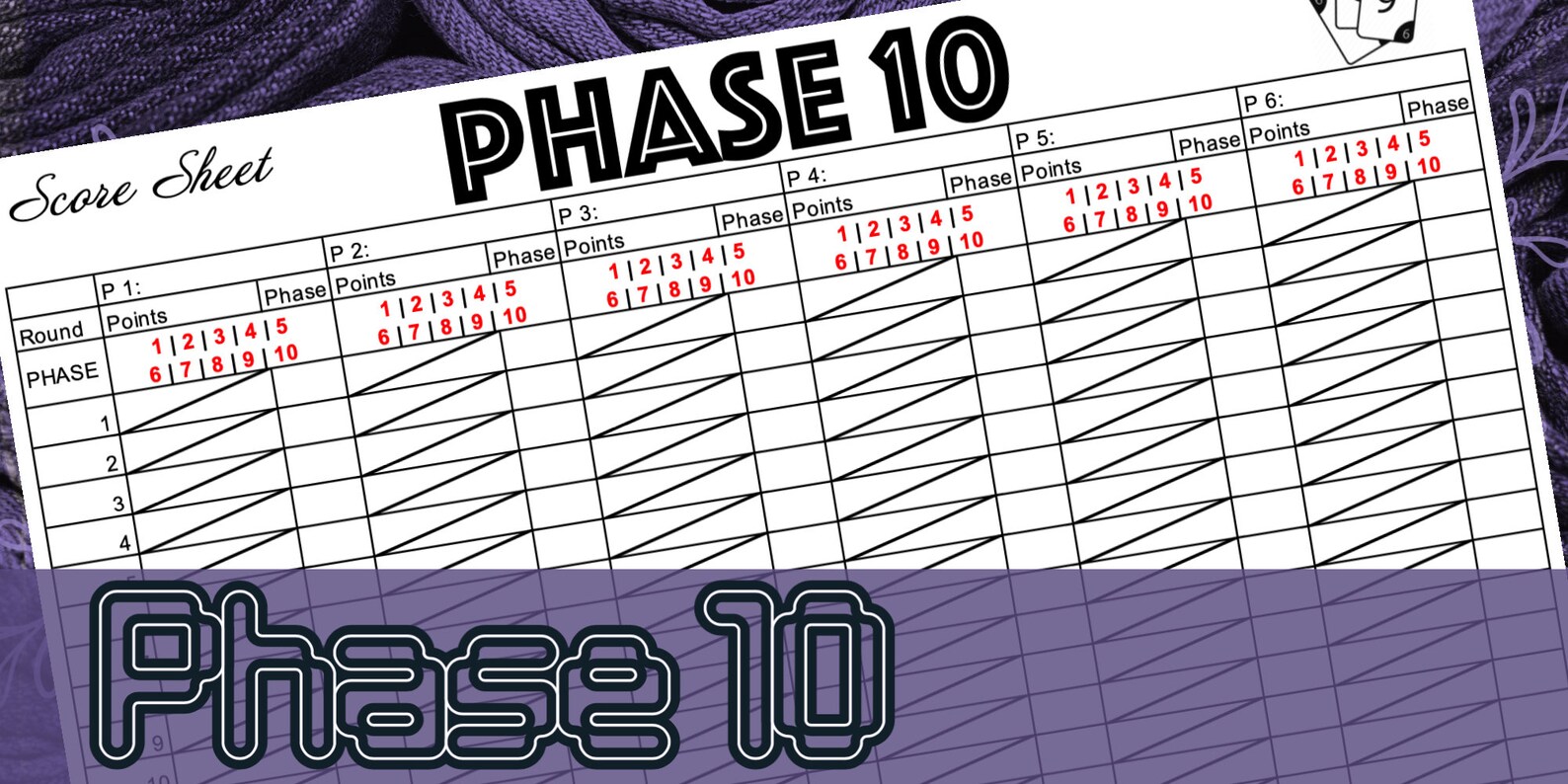 Phase 10 Printable Score Sheet - Detailed Game Tracking/scoring Phase10 ...
