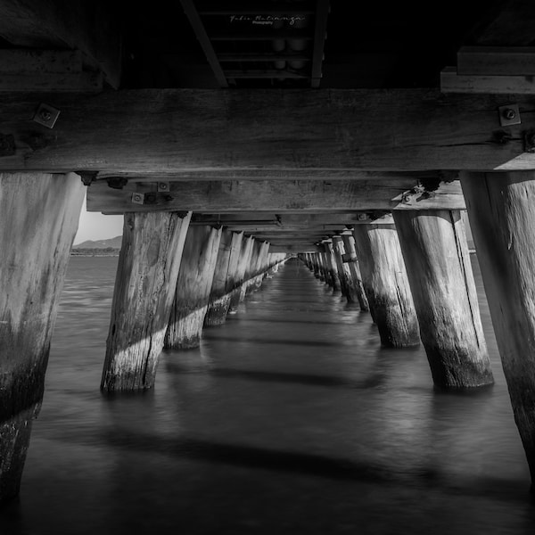 Long Jetty Fine Art B&W Photography, Port Welshpool Wall Art, Long Jetty on Canvas