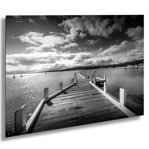 Mornington Pier Fine Art B&W Photo, Victoria, Black and White Ocean Wall Art Print on Canvas and Acrylic