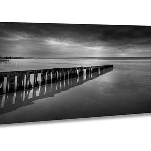 Port Fairy Timber Groynes B&W Fine Art Photo, Victoria, Australia beaches, Southern Ocean Wall Art Print