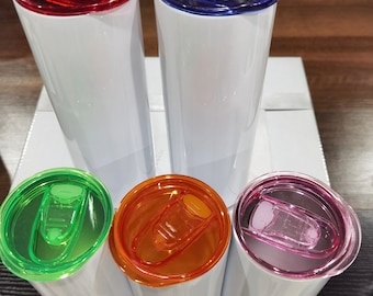 Couvercle de rechange pour gobelet mince de 20 onces en acier inoxydable.  Étanche, plusieurs options de couleur.