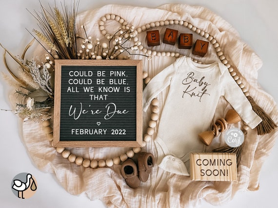 Digital Pregnancy Announcement / Pregnancy Reveal / Social Media / Gender Neutral / Facebook / Instagram  / Boho