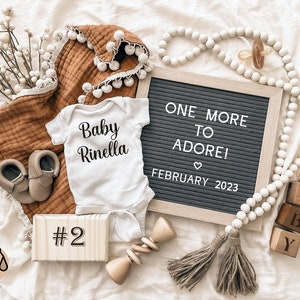 Digital Pregnancy Announcement / Pregnancy Reveal / Social Media / Neutral /  Letter Board / Sibling / Second Child / Facebook / Instagram