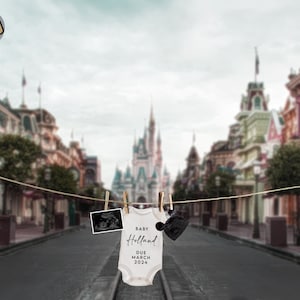 Digital Pregnancy Announcement for Social Media / Magic / Castle / Theme Park / Amusement Park / Mouse / Main Street / Instagram / Facebook