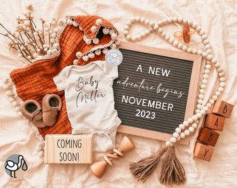 Digital Pregnancy Announcement / Social Media / Gender Neutral /  Letter Board / Facebook / Instagram / Boho