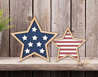 Patriotic Stars and Stripes - 4th of July - Independence Day - DXF, Svg - Glowforge - Laser Cut SVG - Laser File - CNC Router - Vector File