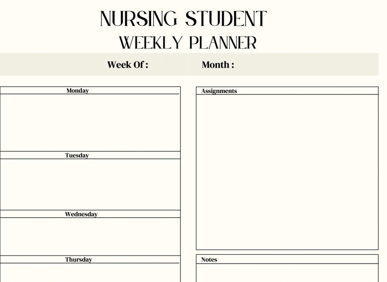 Nursing Student Clinical Schedule Planning Etsy
