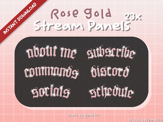 Chrome Twitch Stream Panels Edgy Panels Cool Panels Rose Etsy