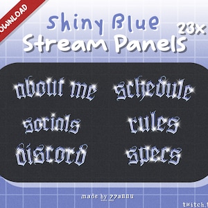Blue Chrome Twitch Stream Panels, Edgy Panels, Cool Panels, Blue Panels, Retro, Instant Download