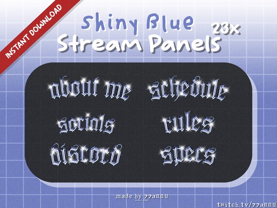 Chrome Twitch Stream Panels Edgy Panels Cool Panels Blue Etsy