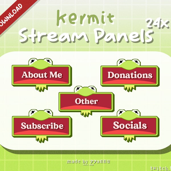 Twitch Panels | Twitch Profile Panel | Frog Panels | Kermit | Streaming | Minimal *Instant Download*