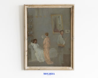 Printable Vintage Moody Painting, Vintage Portrait Painting, Dark Academia Decor Art Print