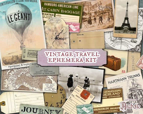 Digital Vintage Travel Printable Ephemera Digital Instant - Etsy