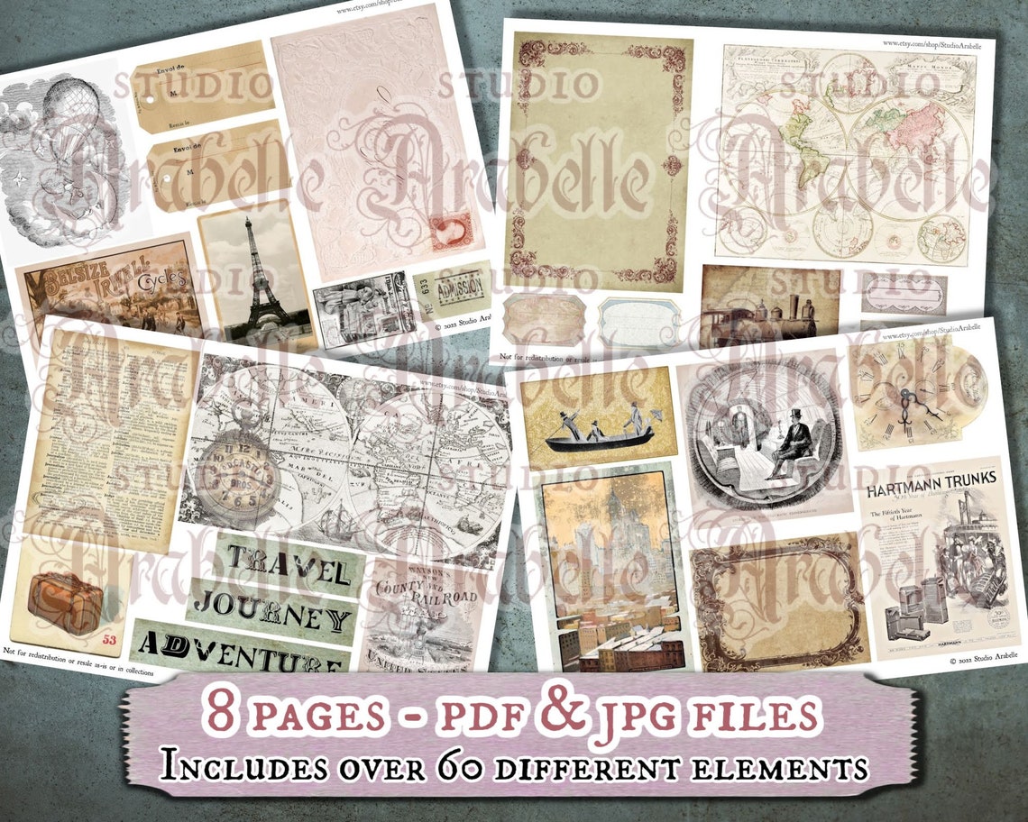 Digital Vintage Travel Printable Ephemera Digital Instant Download ...