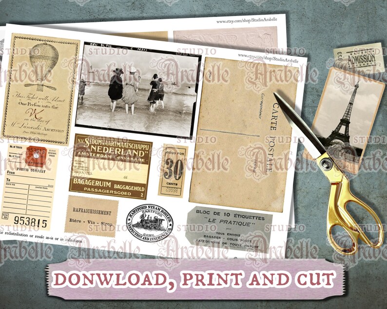 Digital Vintage Travel Printable Ephemera - Digital Instant Download ...