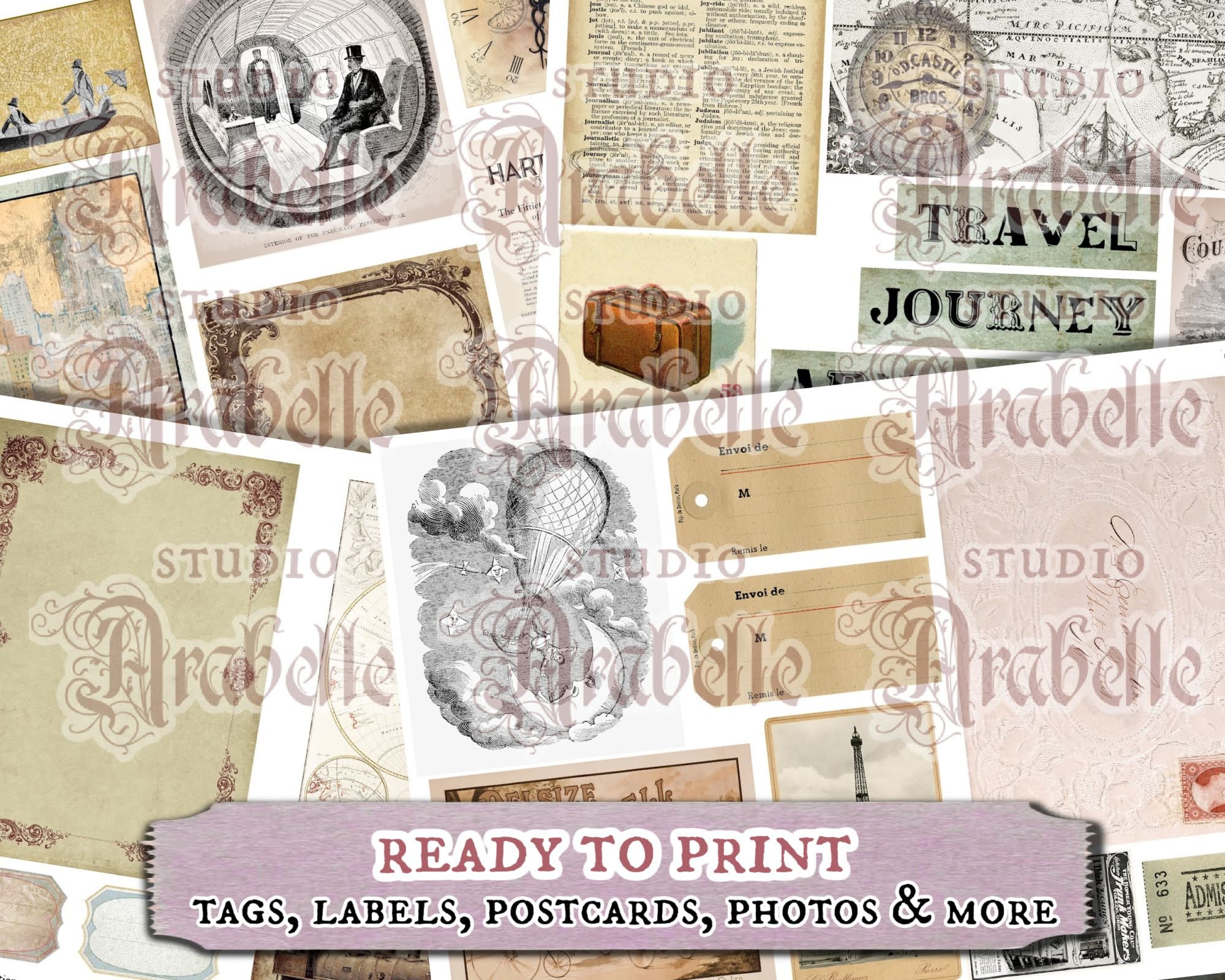 Digital Vintage Travel Printable Ephemera - Digital Instant Download ...