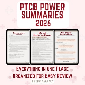 PTCB Power Samenvattingen Bindmiddel | Studiegids voor apothekersassistenten | Aantekeningen PTCE-examenvoorbereiding (digitale download)