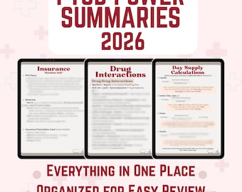 Carpeta de resúmenes de PTCB / Guía de estudio para técnico de farmacia / Apuntes de preparación para el examen PTCE (descarga digital)