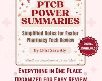 PTCB Power Summaries Binder | Pharmacy Technician Study Guide | PTCE Exam Prep Notes (Digital Download)