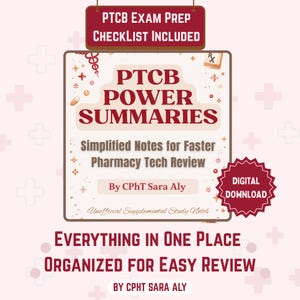 PTCB Exam Study Guide | The PTCB Power Summaries Binder | Pharmacy Technician Prep Notes | Study Checklist Included (Digital Download)