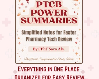 PTCB Power Samenvattingen Bindmiddel | Studiegids voor apothekersassistenten | Aantekeningen PTCE-examenvoorbereiding (digitale download)