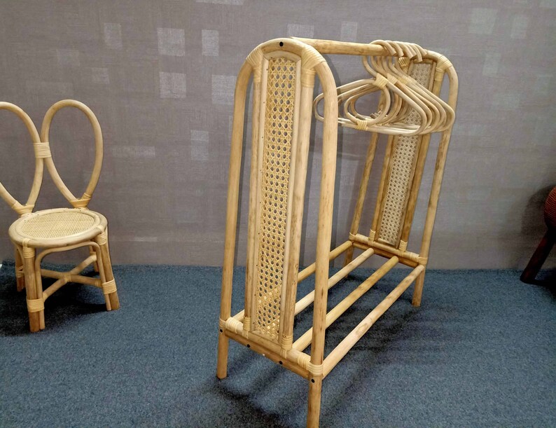 Rattan Clothing Rack With Hangers Rattan Wardrobe Dress up Etsy