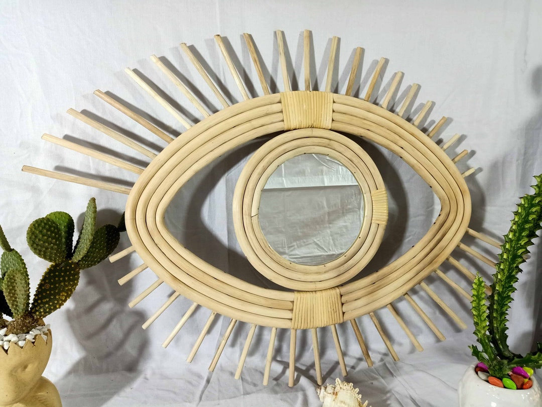 Handmade Rattan Mirror Rattan Eye Mirror Cane Mirror Boho Etsy