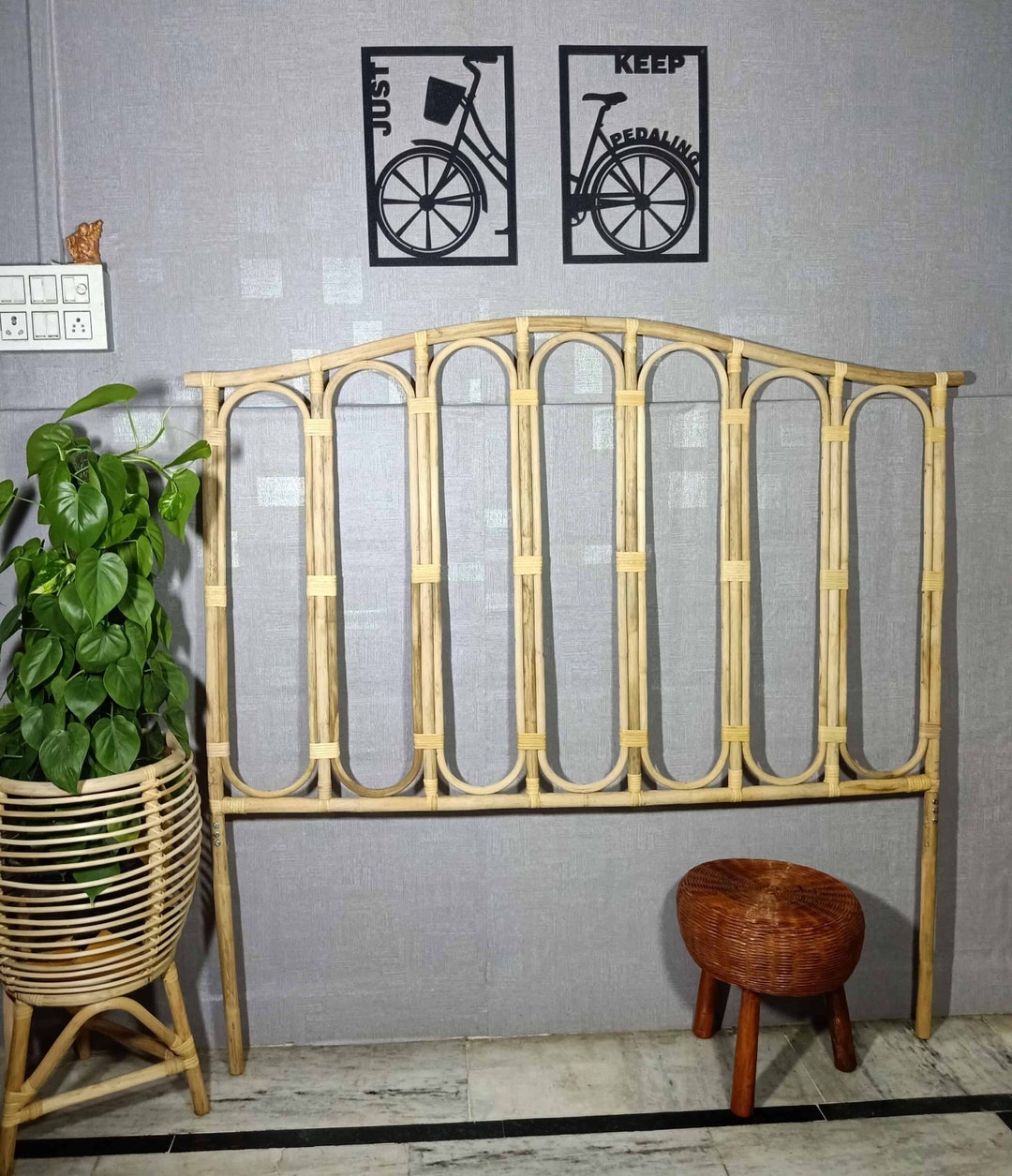 Rattan Bedhead, Rattan Headboard, Bedrail, Handmade Bedhead, Boho