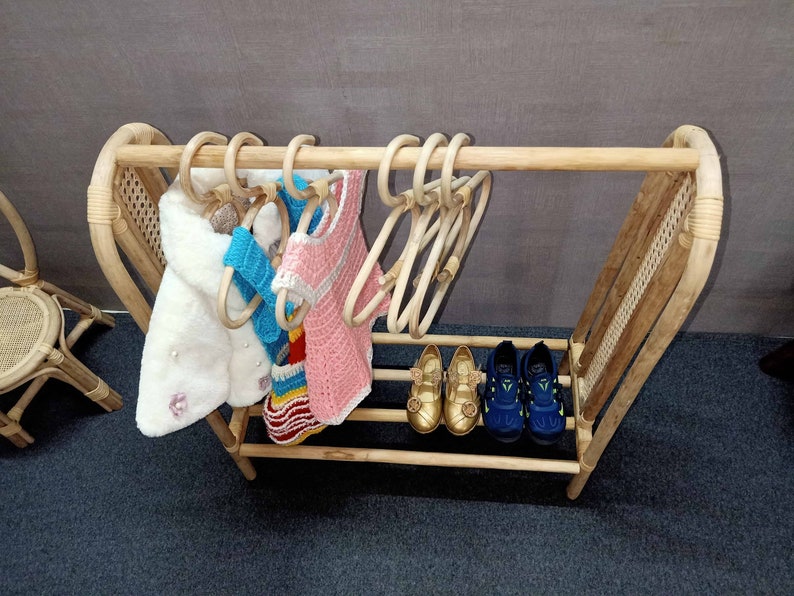Rattan Clothing Rack With Hangers Rattan Wardrobe Dress up Etsy