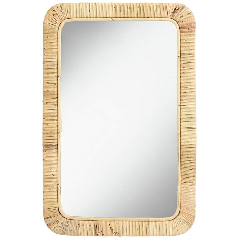 Handmade Rattan Mirror, Rattan Rectangle Mirror, Cane Mirror, Boho