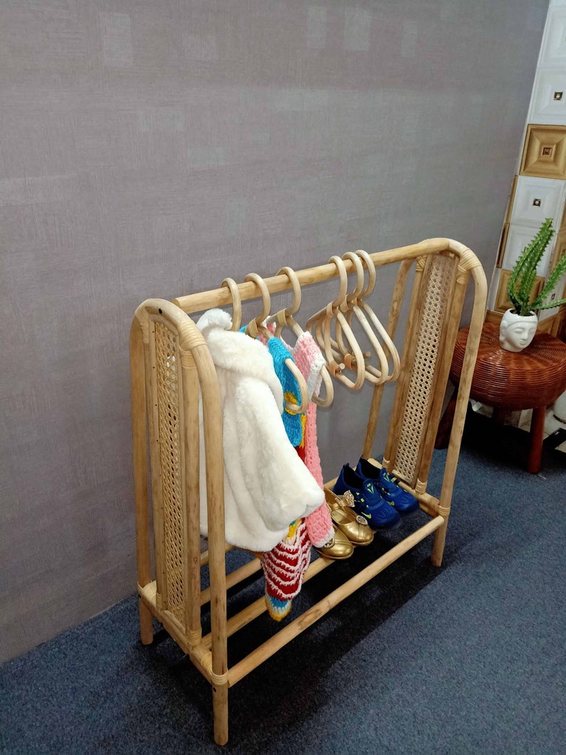 Rattan Clothing Rack With Hangers Rattan Wardrobe Dress up Etsy