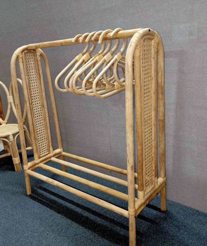 Rattan Clothing Rack With Hangers Rattan Wardrobe Dress up Etsy