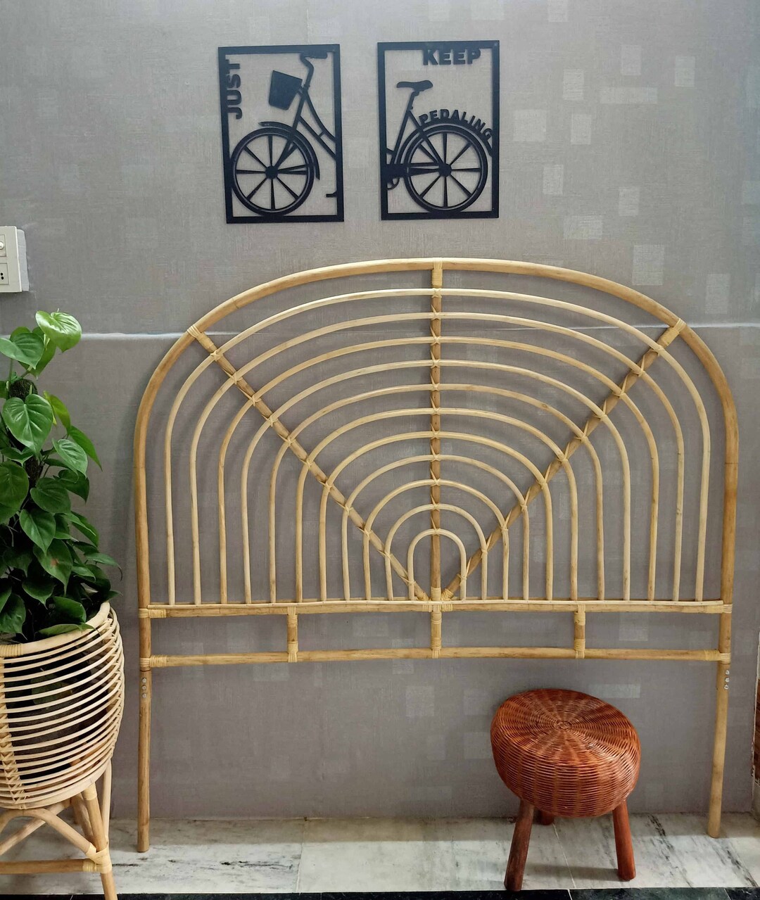 Rattan Bedhead, Rattan Headboard, Bedrail, Handmade Bedhead, Boho