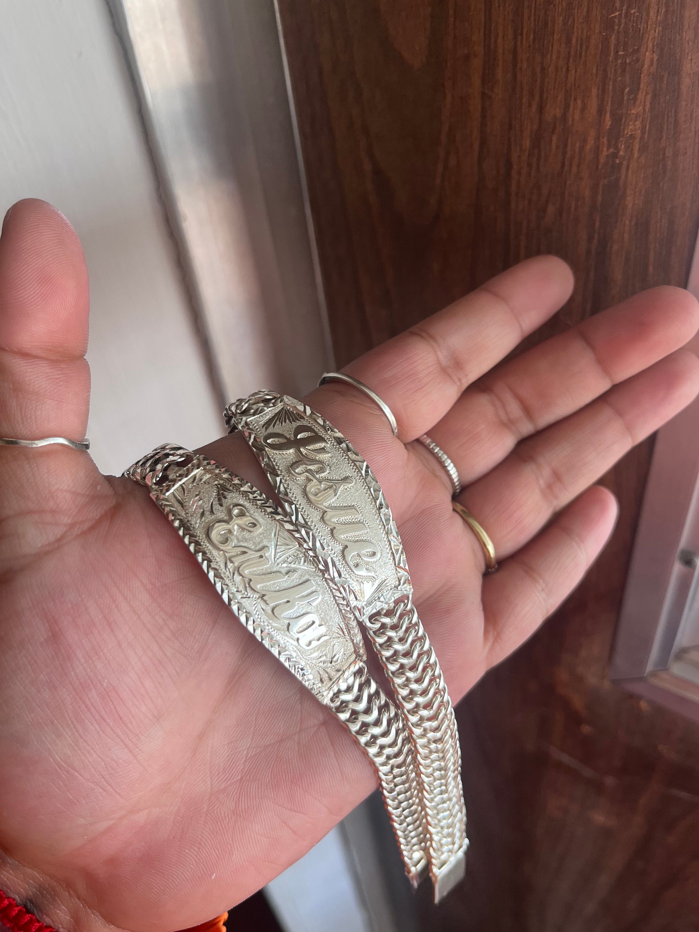 Salón de clases bolsillo arrendamiento Pulsera de plata 925 con identificación de nombre cubano - Etsy México