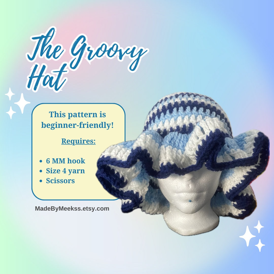 16 Ruffle Bucket Hat Crochet Patterns for Summer, Cottagecore, and Everyday Wear 15 The Groovy Hat Pattern Crochet Pattern Bucket Hat Ruffles
