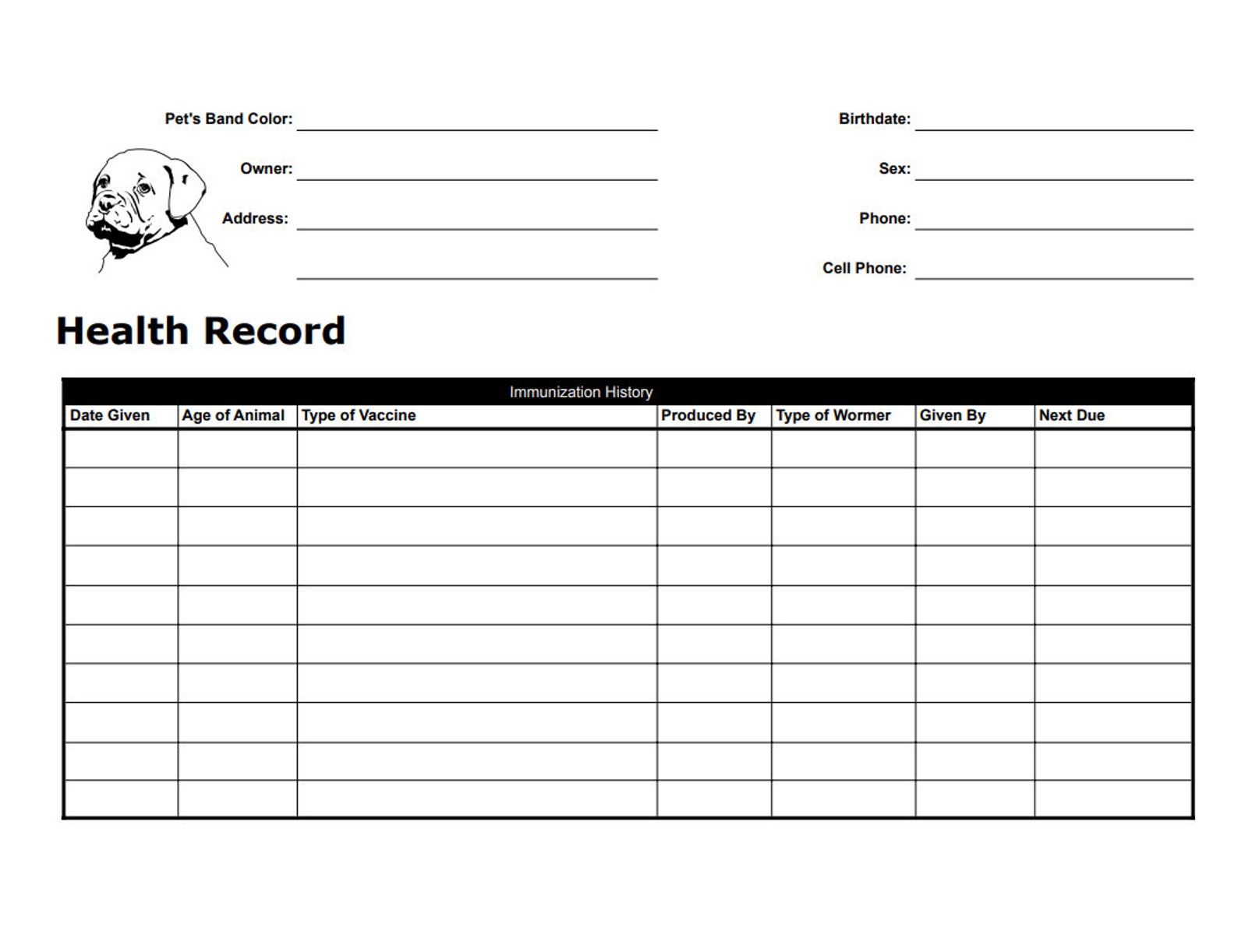 Puppy Immunization Chart Etsy